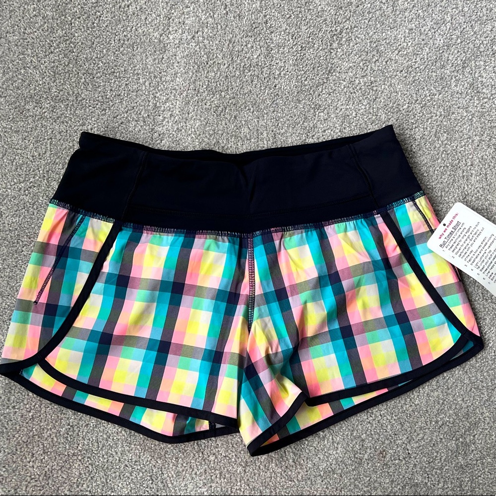 💜🤍💚🤍💙🤍Brand new with tags!!  lululemon run times shorts size 4